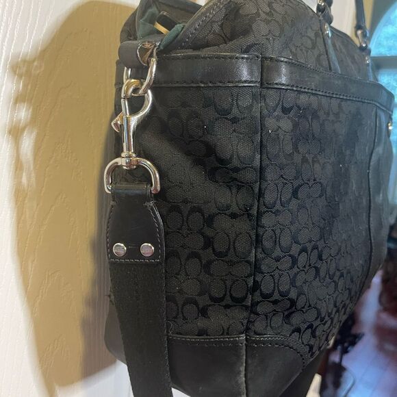 Coach Black Fabric logo &  leather trims  Detachable Strap. Large diaper bag - Picture 5 of 16